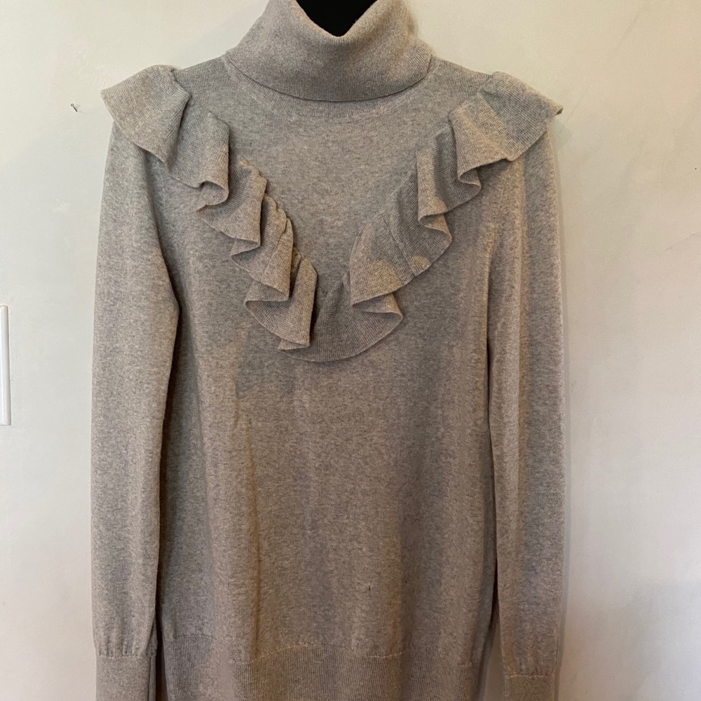 J Crew Tippi Turtleneck Sweater with Ruffles